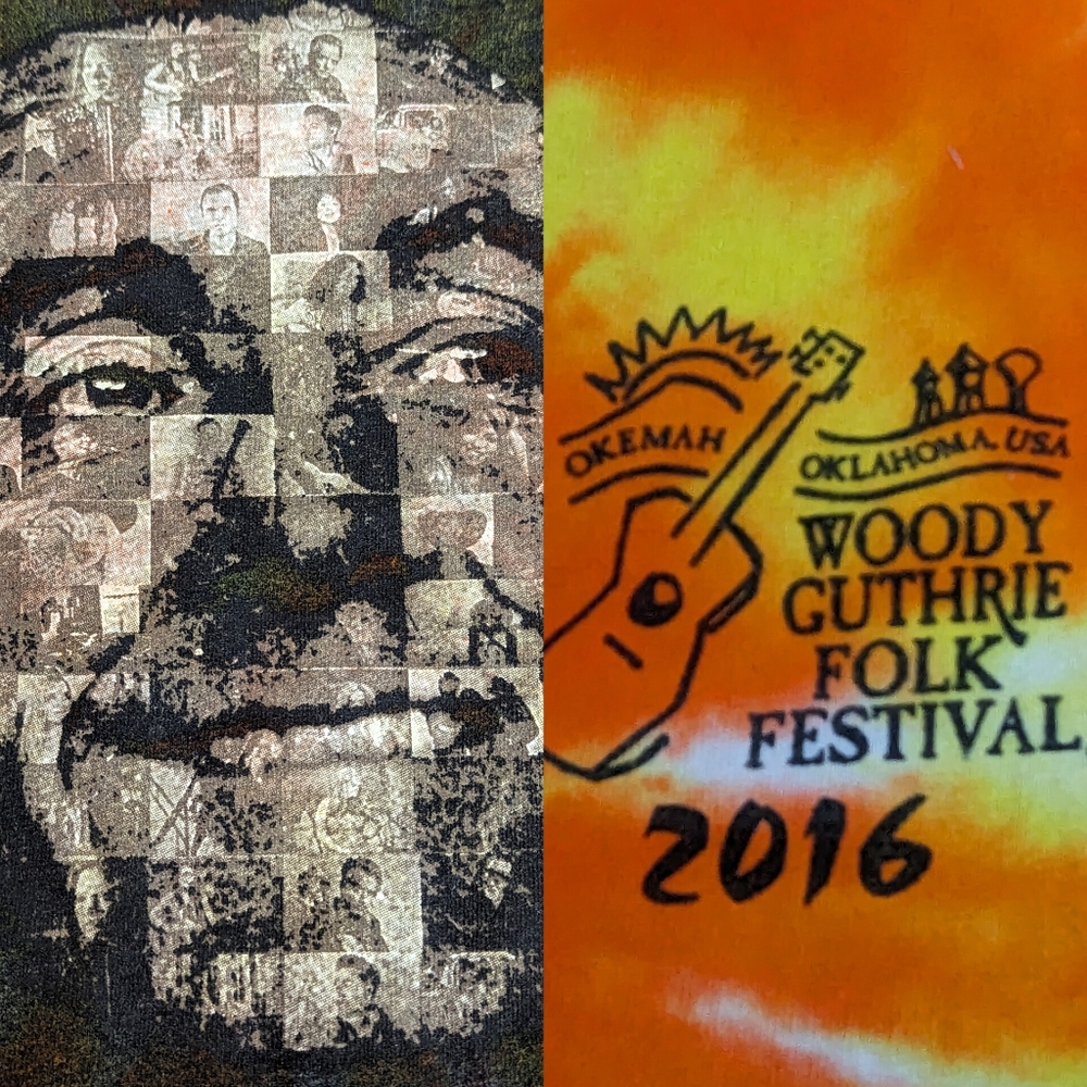 Woodie Guthrie Folk Festival Featuring a Mosaic of Woodie's Face Small